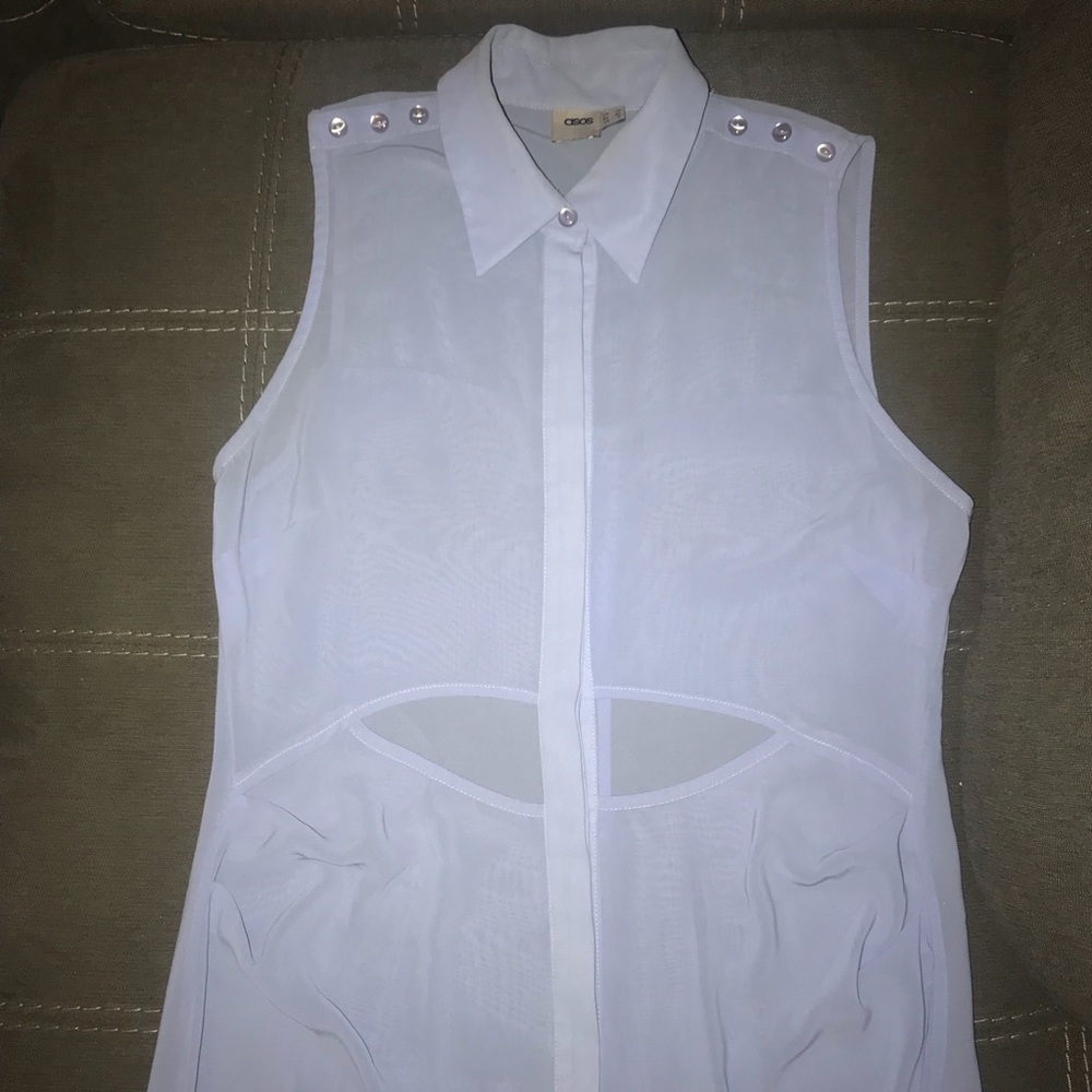 ASOS Long chiffon shirt dress with waist cutouts - Picture 2 of 8